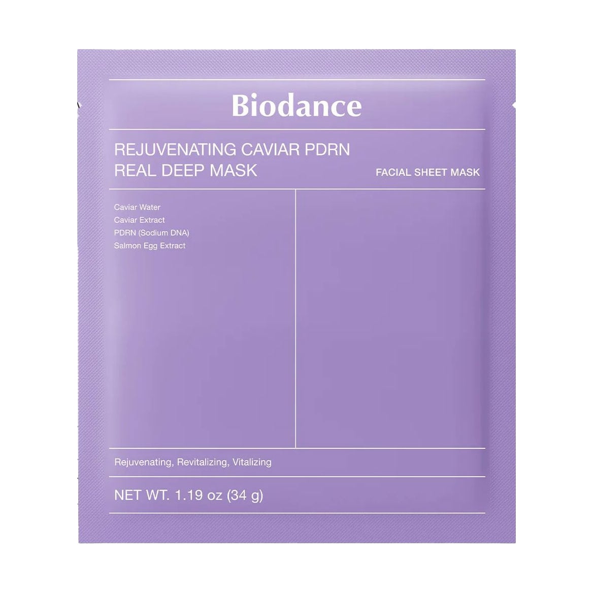 Омолоджувальна гідрогелева маска для обличчя Biodance Rejuvenating Caviar PDRN Real Deep Mask, 34 г